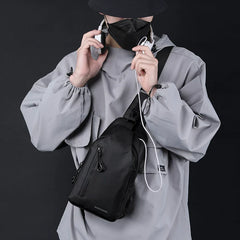 Water-Resistant Nylon Sling Bag - Korean-Style Multifunctional Chest Rig & Urban Messenger for Men