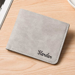 Vintage Men’s Bifold Wallet - Slim Matte Vegan Leather Multi-Card Slot Business Purse for Students & Professionals