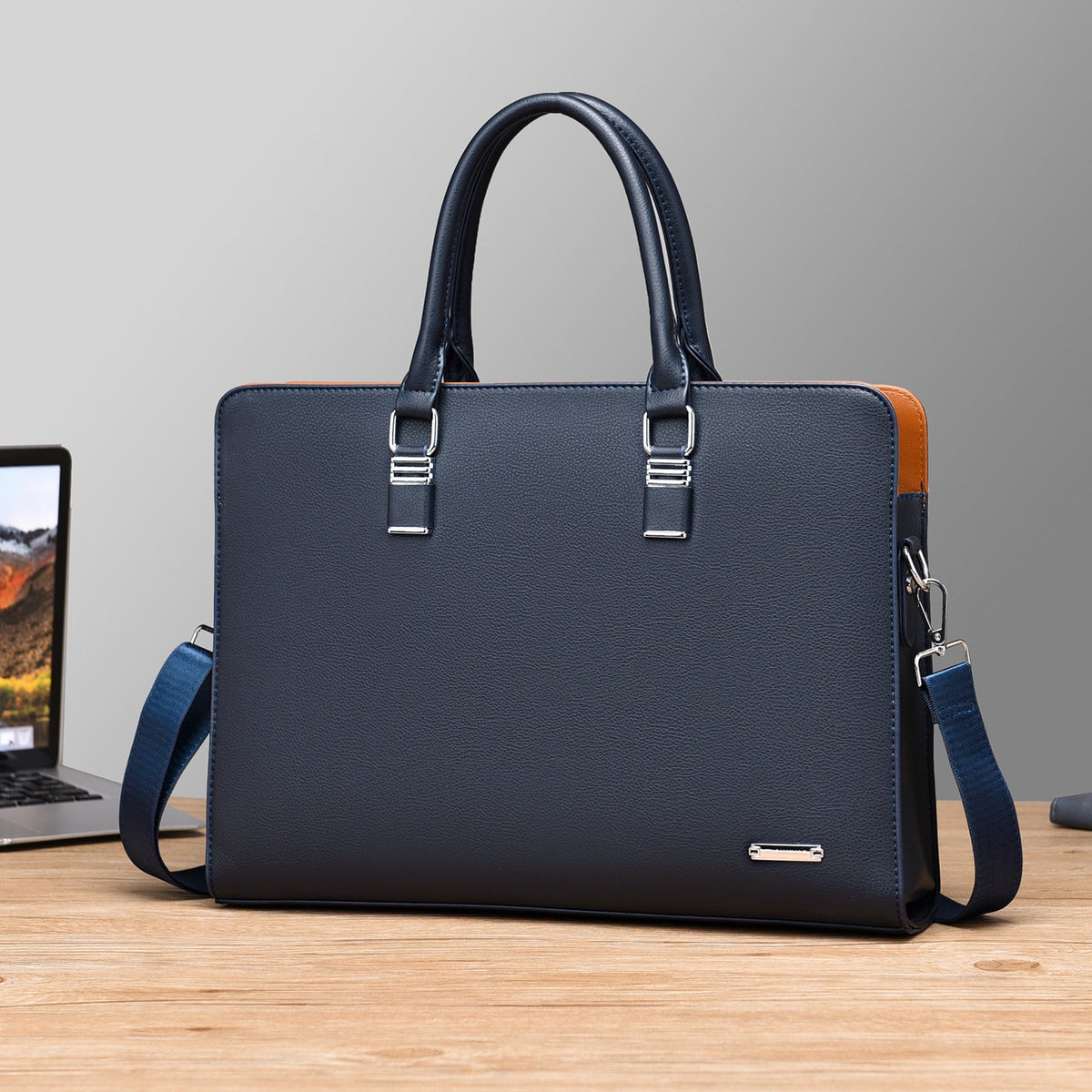 Professional Large-Capacity Business Briefcase — Multi-Functional Men's Horizontal Handbag — Water-Resistant Shoulder & Crossbody Computer Bag for Business Travel