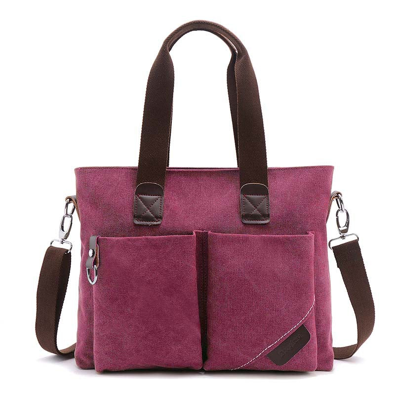 Premium Canvas Business Briefcase — Men's Casual 15.6" Laptop Bag — Multi-Functional Retro Shoulder & Crossbody Bag for Commuting & Office