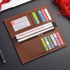 Executive Slim Men's Long Wallet: Saffiano Leather Multi-Card Organizer with Zippered Coin Pocket for Business & Suits