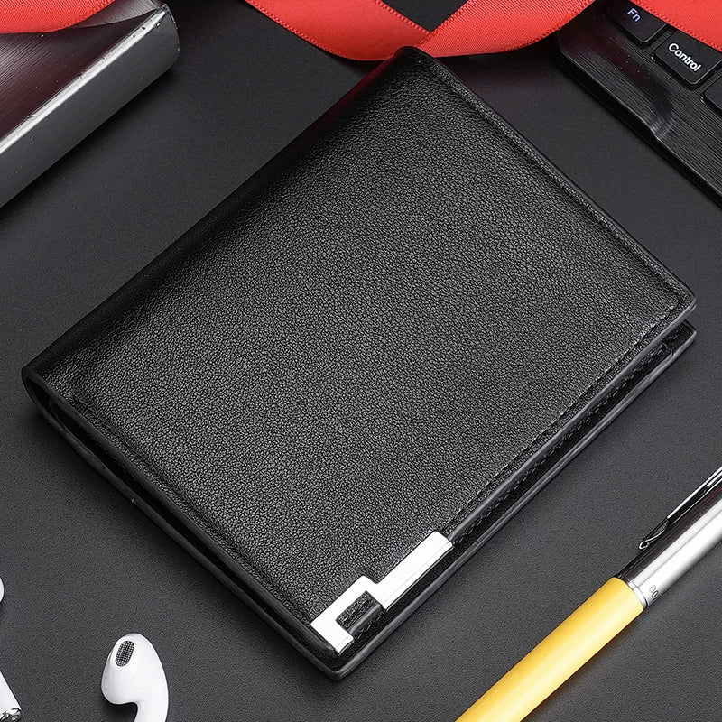 Carrken Elite Men's Short Wallet: Minimalist Multi-Functional Bifold with High-Capacity Card Slots for Students & Business