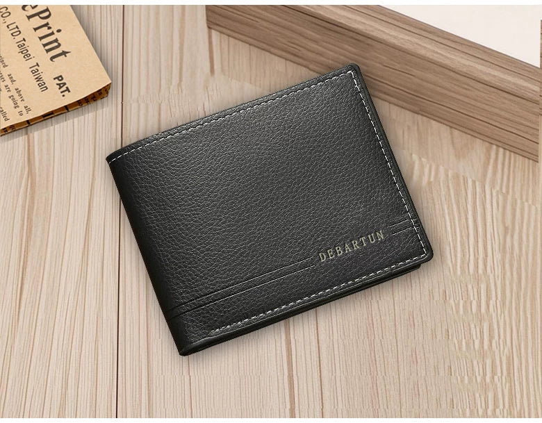 Modern Men's Slim Bifold Wallet - Multi-Functional Card Holder & Minimalist PU Leather Purse for Campus, Casual Wear & Gifting