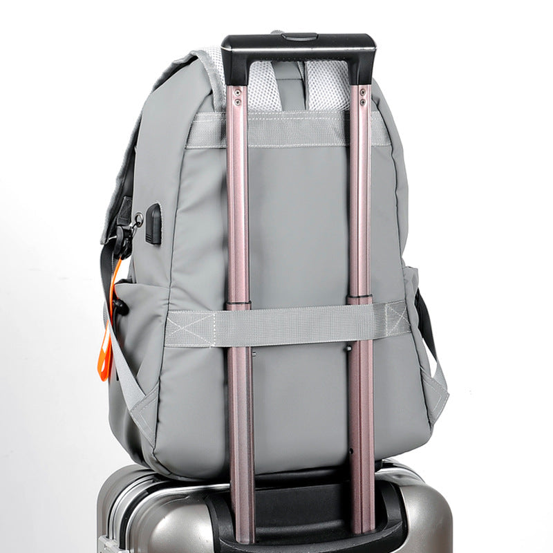 Backpack Men'S Large Capacity Business Travel Computer Backpack Junior High School College Student Bag Waterproof Casual Simple