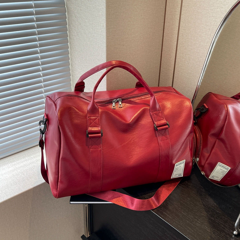 Premium Leather Men's Weekender Duffle - High-End Travel Bag with Independent Shoe Compartment & Waterproof Fitness Crossbody