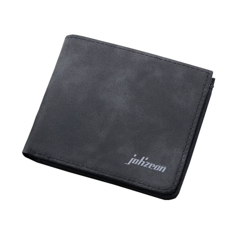 Men’s Ins-Style Nubuck Leather Wallet - Ultra-Slim Bifold with Driver’s License Window - Retro College Student Card Holder & Billfold