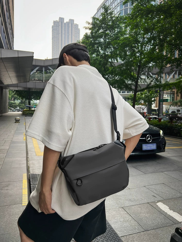 Minimalist Waterproof Oxford Messenger Bag - Lightweight Japanese-Style Crossbody Sling for Sports, Commuting & Daily Use