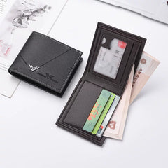 Slim Men's Bifold Wallet - Vintage Embossed Lettering & Genuine Leather Texture - Multi-Card Casual Billfold with Coin Pocket for Students & Minimalists