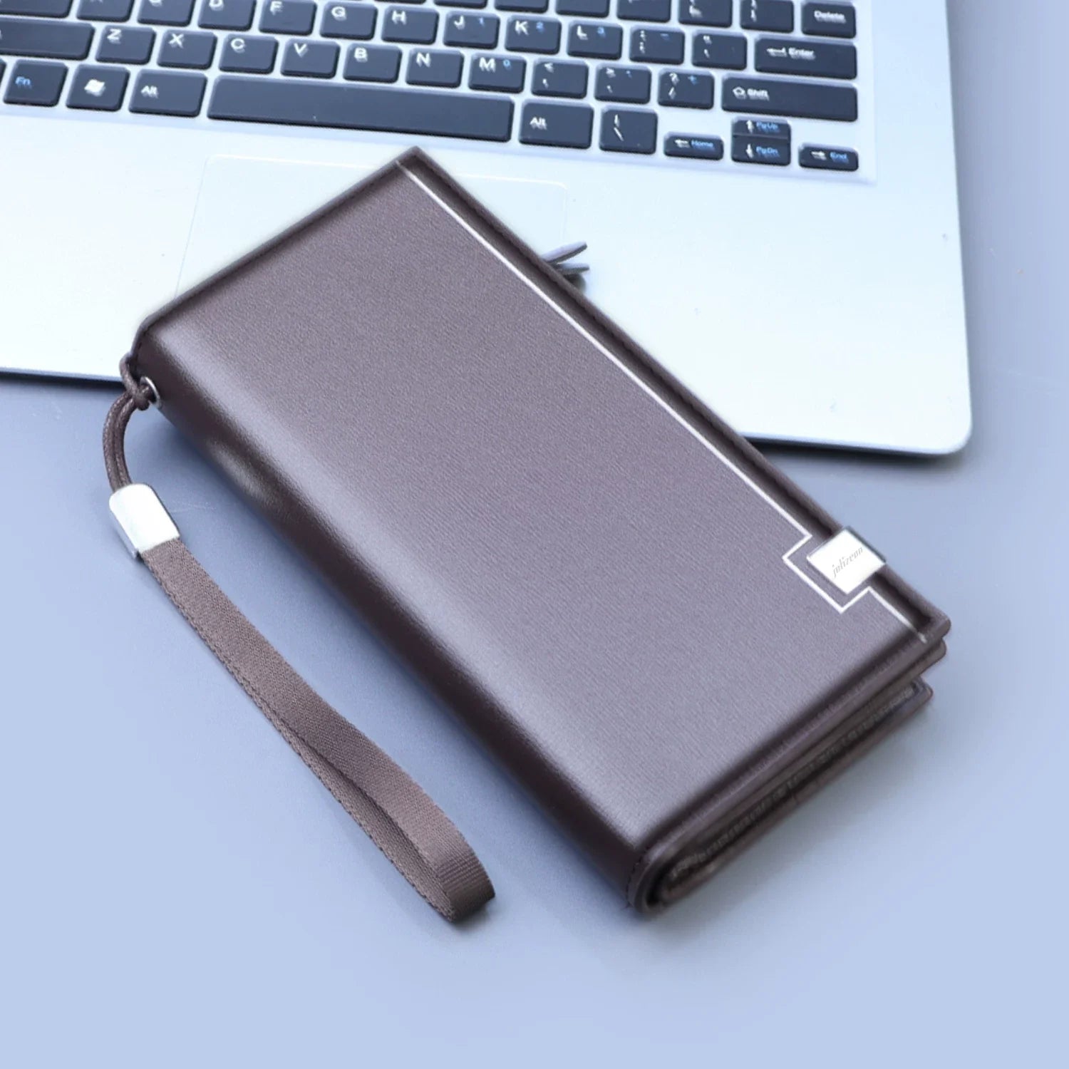 Men’s Large Capacity Business Clutch - All-In-One Zippered Leather Phone Bag & Multi-Function Long Wallet with Wristlet
