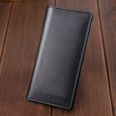 Modern Men's Slim Long Wallet - Supple Vegan Leather Card Holder - Minimalist Korean Style Organizer for Students & Daily Travel
