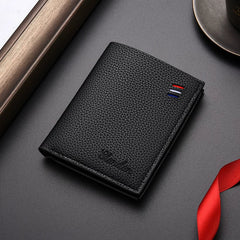 Urban Slim Men's Zipper Bifold - Pebbled Lychee Texture Ultra-Thin Wallet - Trendy Student Card Holder & Coin Purse for Daily Use