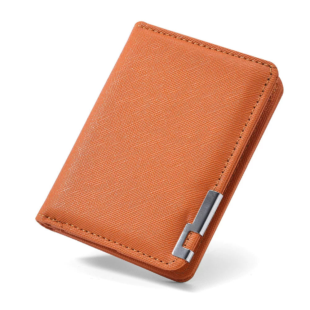 Elite Men's Saffiano Bifold: High-End Cross-Pattern Leather Card Holder with Multi-Slot Precision