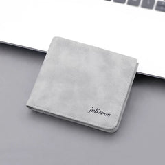 Men’s Ins-Style Nubuck Leather Wallet - Ultra-Slim Bifold with Driver’s License Window - Retro College Student Card Holder & Billfold