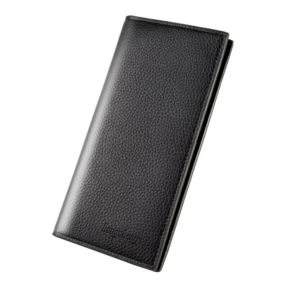 Modern Men's Slim Long Wallet - Supple Vegan Leather Card Holder - Minimalist Korean Style Organizer for Students & Daily Travel