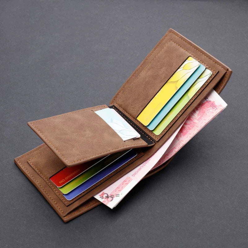 Wallet For Men, Short, Multi-Card Slots, Trendy Brand With Zipper, Large Capacity Folding Simple Wallet, Student Wallet, Retro Ticket Holder