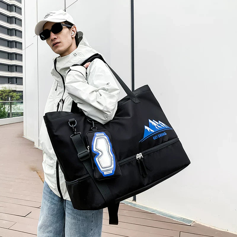 Extra Large Waterproof Travel Backpack for Business and Sports Wear-Resistant Carry-On Luggage Bag with Shoe Compartment for Fitness and Skiing