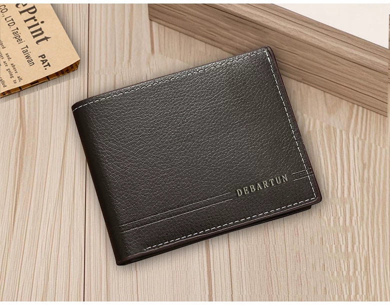 Modern Men's Slim Bifold Wallet - Multi-Functional Card Holder & Minimalist PU Leather Purse for Campus, Casual Wear & Gifting