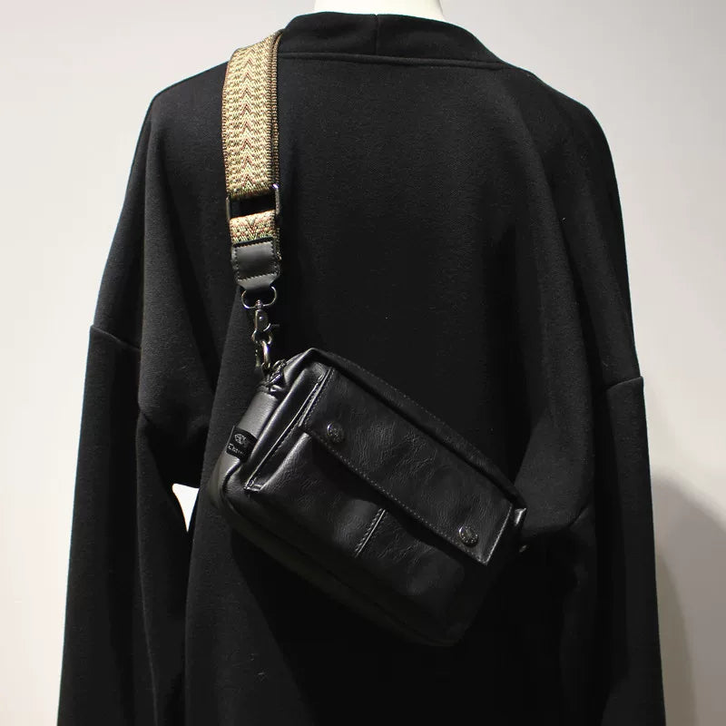 Minimalist Leather Crossbody Phone Bag - Small Square Urban Shoulder Sling for Streetwear & Essentials