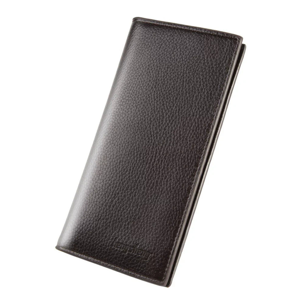 Modern Men's Slim Long Wallet - Supple Vegan Leather Card Holder - Minimalist Korean Style Organizer for Students & Daily Travel