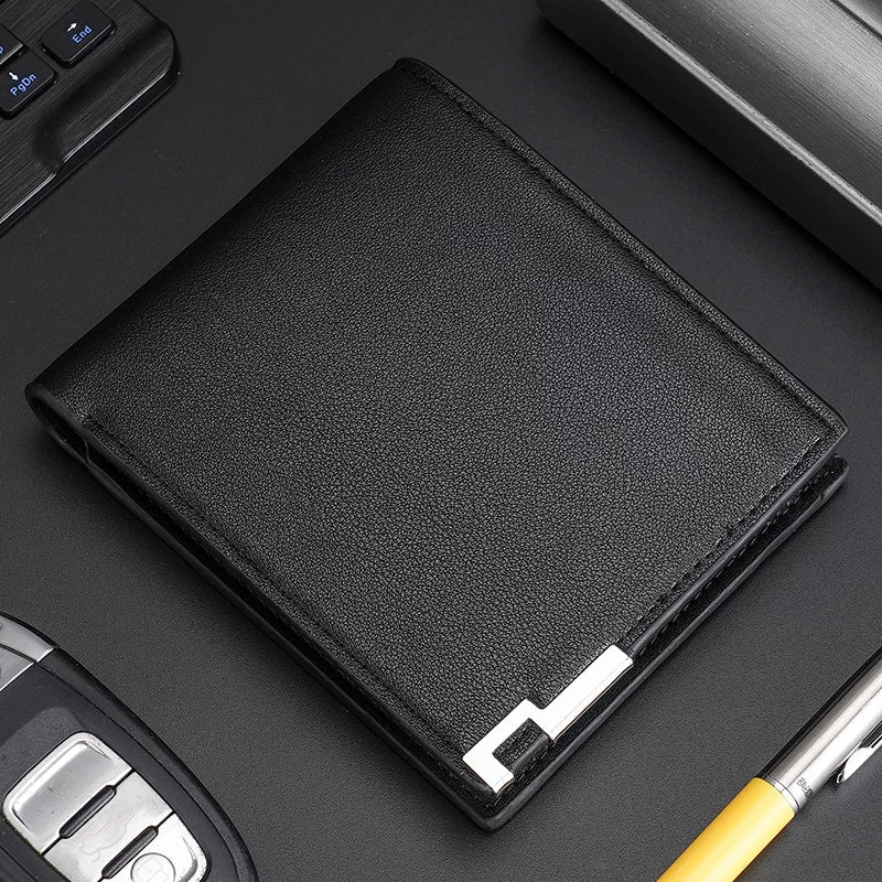 Carrken Elite Men's Short Wallet: Minimalist Multi-Functional Bifold with High-Capacity Card Slots for Students & Business