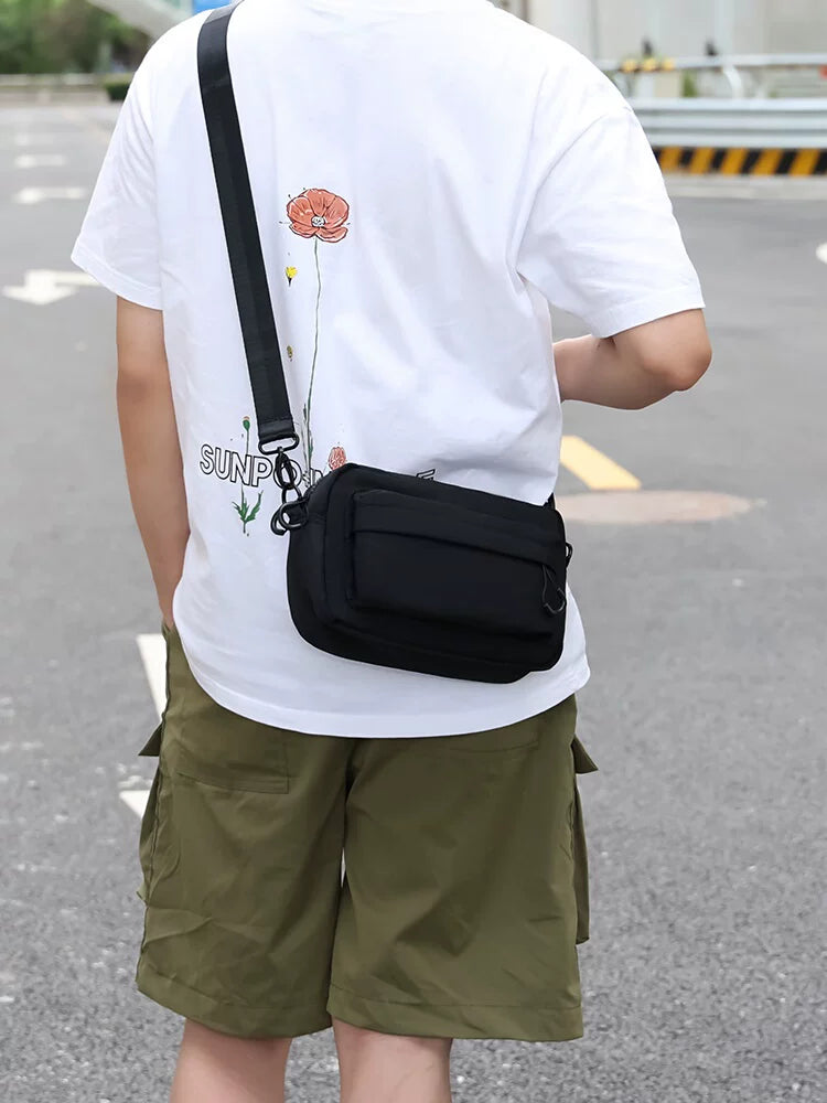 Minimalist Waterproof Crossbody Sling Bag Japanese Streetwear Small Square Shoulder Bag for Men and Women Versatile Urban Messenger Pack