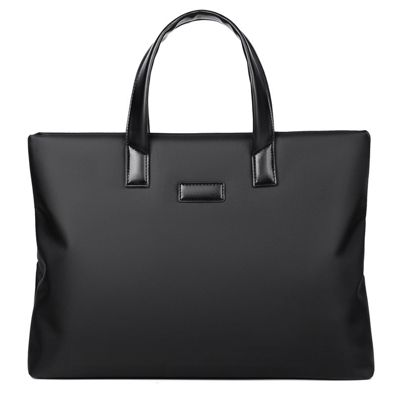 Professional Patterned Business Briefcase — Custom Logo Printed Men's Handbag — Horizontal Zipper Office Bag for Meetings & Document Storage