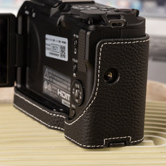 Handmade First-Layer Cowhide Case — Professional Genuine Leather Half Case for Canon EOS R50 — Retro Protective Base with Quick Access