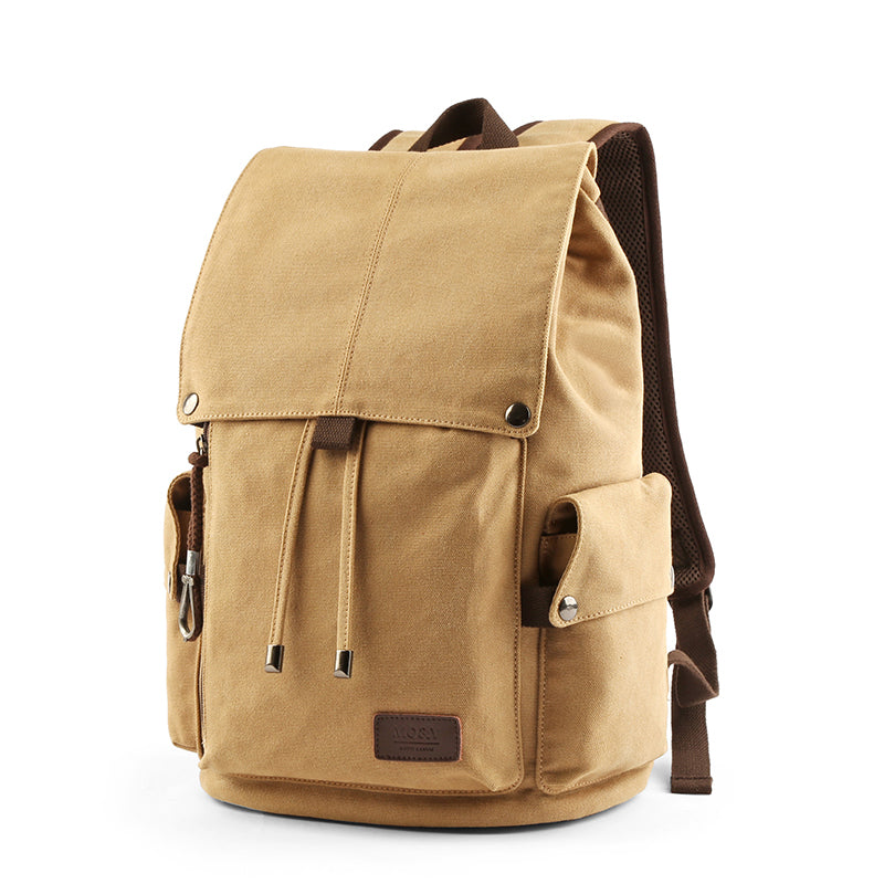 Vintage Canvas Men's Backpack - Large Capacity 15.6" Laptop Bag, Casual Travel Daypack for Middle School, College, and Daily Commute