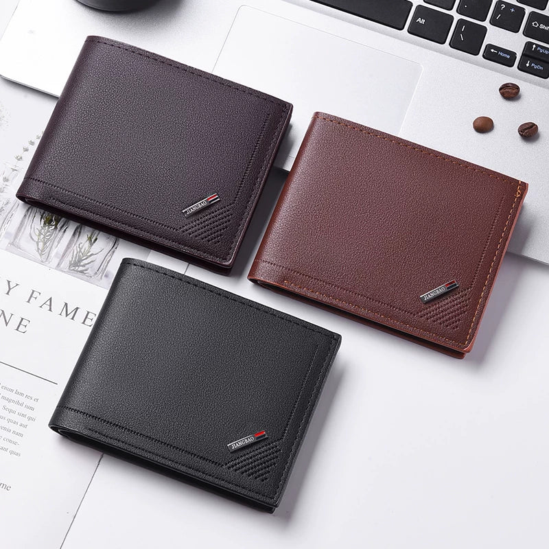 Retro Slim Men's Bifold Wallet: Vintage Full-Grain Style Multi-Card Organizer for Business & Young Professionals