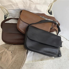 Minimalist Leather Crossbody Bag - Small Square Flip Shoulder Sling for Men & Women