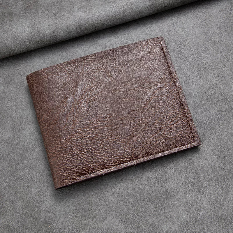 Minimalist Men's Bifold Wallet: Slim Horizontal Card Organizer in Premium Textured Finish for Business & Daily Use