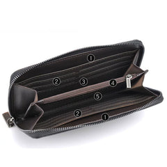 Trendy Men’s Leather Clutch - Large Capacity Zippered Travel Wallet & Business Organizer Bag with Wristlet for Young Professionals