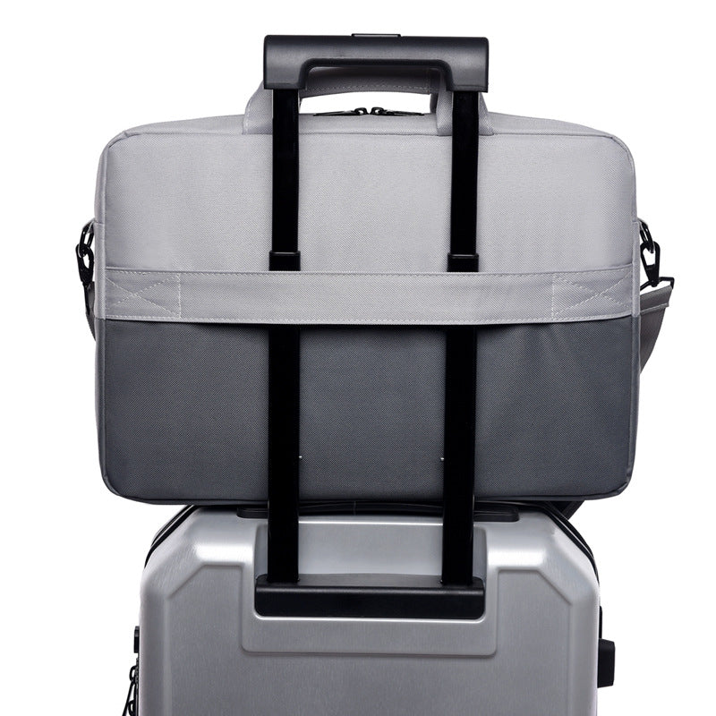 Professional Large-Capacity Laptop Briefcase | Water-Resistant Oxford Cloth Shoulder Bag | Multi-Pocket Business Messenger for 14" to 15.6" Notebooks