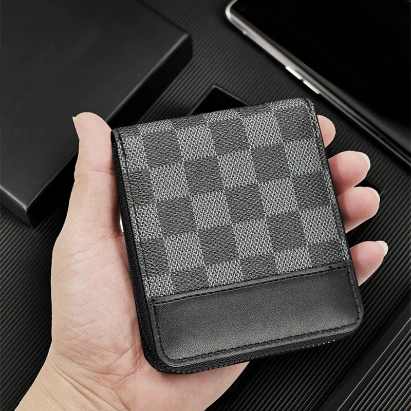 Minimalist Men's Bifold Wallet: Slim Multi-Card Organizer with Zippered Coin Pocket & Modern Matte Finish