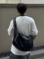 Minimalist Soft Leather Slouchy Hobo Bag Large Capacity Dumpling Tote Versatile Crossbody Shoulder Bag for Men and Women