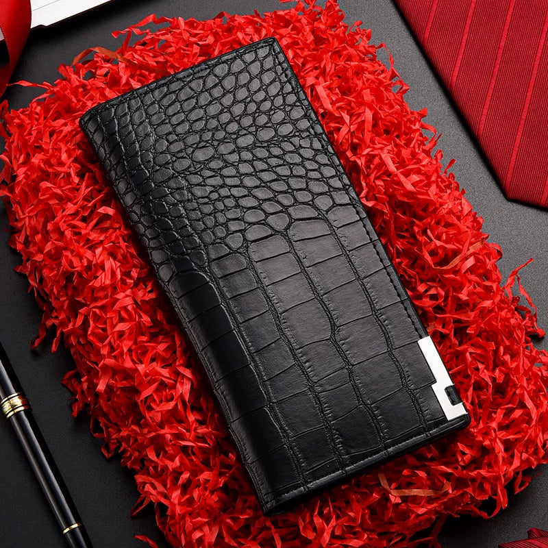 Men’s Ultra-Thin Long Wallet - Japanese & Korean Style Minimalist Card Holder - Retro Aesthetic Multi-Slot Travel Purse for Students & Trendsetters