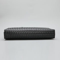 Premium Waxed Full-Grain Leather Briefcase — Hand-Woven Business Shoulder Bag — Luxury First-Layer Cowhide Laptop Tote for Professional Men