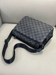 Plaid Oxford Messenger Bag - Professional Business Casual Horizontal Shoulder Bag with Large Capacity & Wear-Resistant Finish