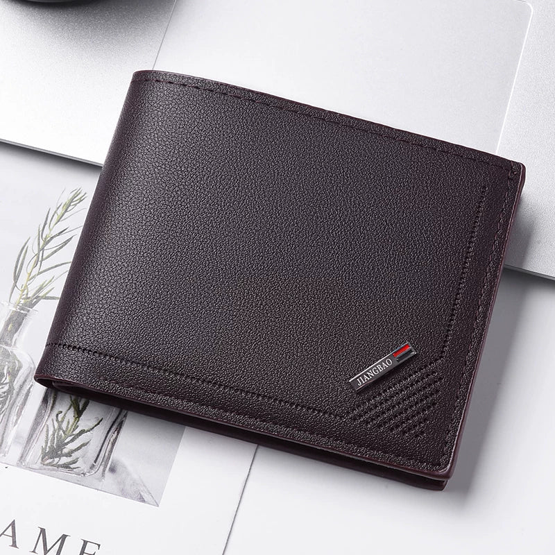 Retro Slim Men's Bifold Wallet: Vintage Full-Grain Style Multi-Card Organizer for Business & Young Professionals