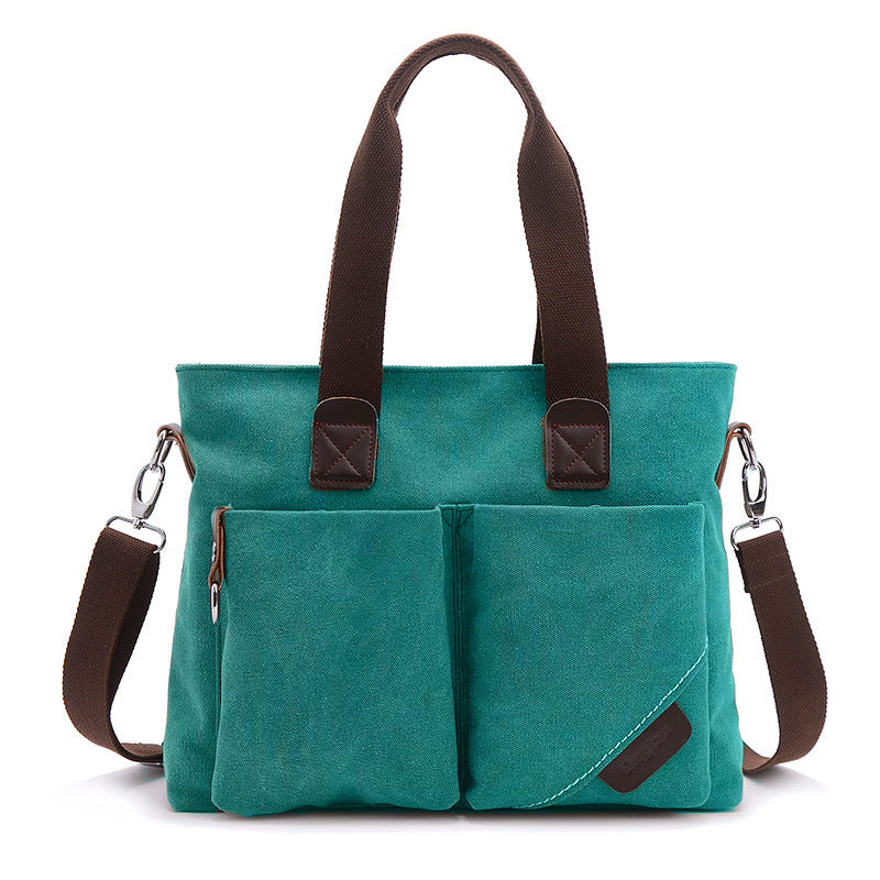 Premium Canvas Business Briefcase — Men's Casual 15.6" Laptop Bag — Multi-Functional Retro Shoulder & Crossbody Bag for Commuting & Office
