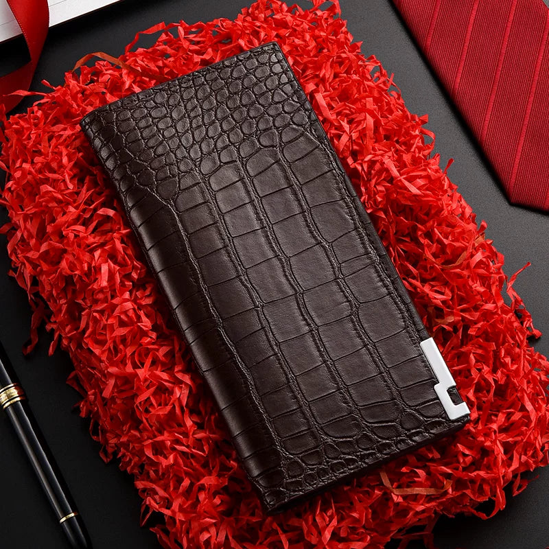 Men’s Ultra-Thin Long Wallet - Japanese & Korean Style Minimalist Card Holder - Retro Aesthetic Multi-Slot Travel Purse for Students & Trendsetters