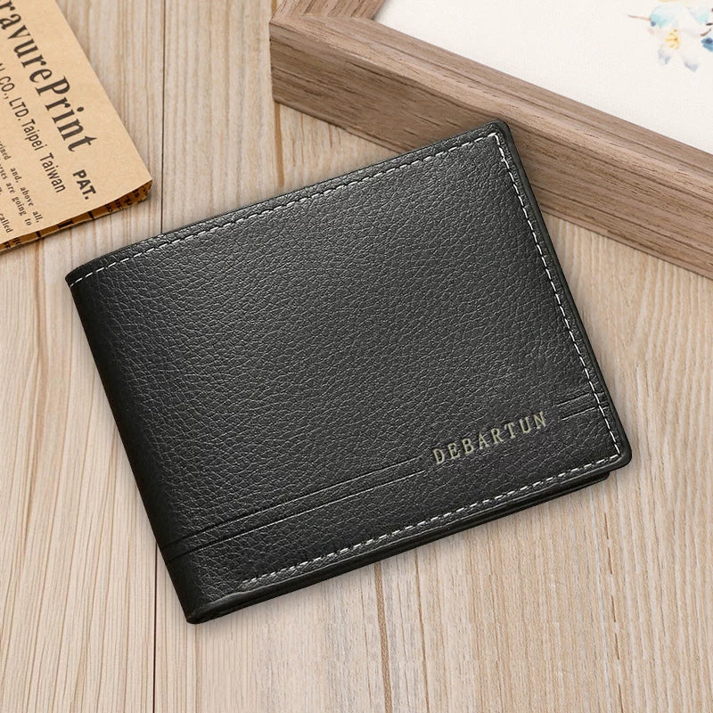 Modern Men's Slim Bifold Wallet - Multi-Functional Card Holder & Minimalist PU Leather Purse for Campus, Casual Wear & Gifting