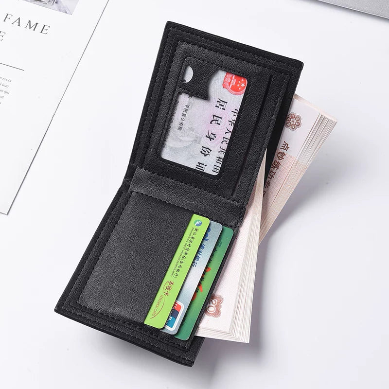 Retro Slim Men's Bifold Wallet: Vintage Full-Grain Style Multi-Card Organizer for Business & Young Professionals