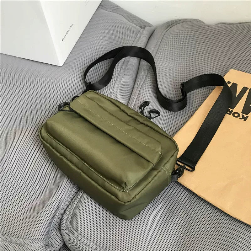 Minimalist Waterproof Crossbody Sling Bag Japanese Streetwear Small Square Shoulder Bag for Men and Women Versatile Urban Messenger Pack