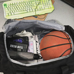 Water-Resistant Large Duffel Bag with Shoe Compartment - 50L Weekender Bag for Business Travel, Gym, and Maternity Hospital Stay