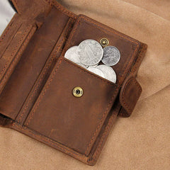 Crazy Horse Leather Handmade Genuine Leather Wallet Men'S Retro Large Capacity Anti-Rfid Theft Wallet Simple Multi-Card Slot Wallet