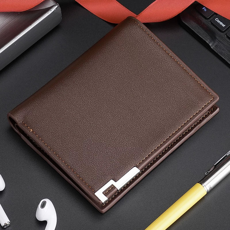 Carrken Elite Men's Short Wallet: Minimalist Multi-Functional Bifold with High-Capacity Card Slots for Students & Business