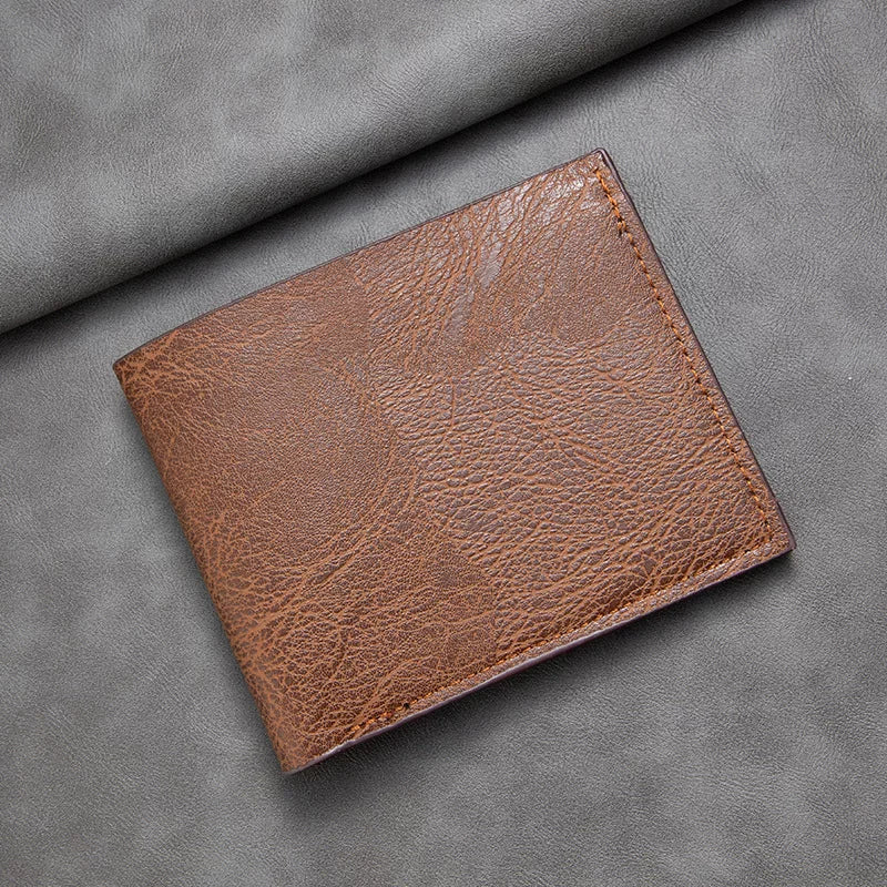 Minimalist Men's Bifold Wallet: Slim Horizontal Card Organizer in Premium Textured Finish for Business & Daily Use