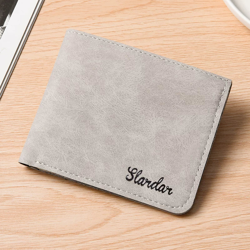 Vintage Men’s Bifold Wallet - Slim Matte Vegan Leather Multi-Card Slot Business Purse for Students & Professionals