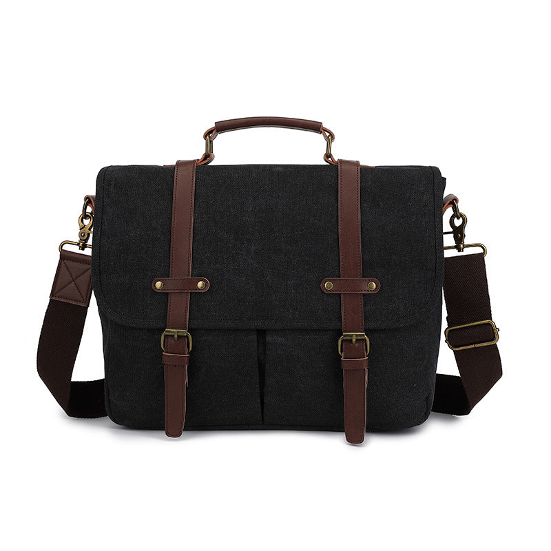 Vintage Heritage Canvas Messenger Bag — Retro Men's Satchel & Shoulder Bag — Water-Resistant 15.6" Laptop Briefcase for Commuting and Travel